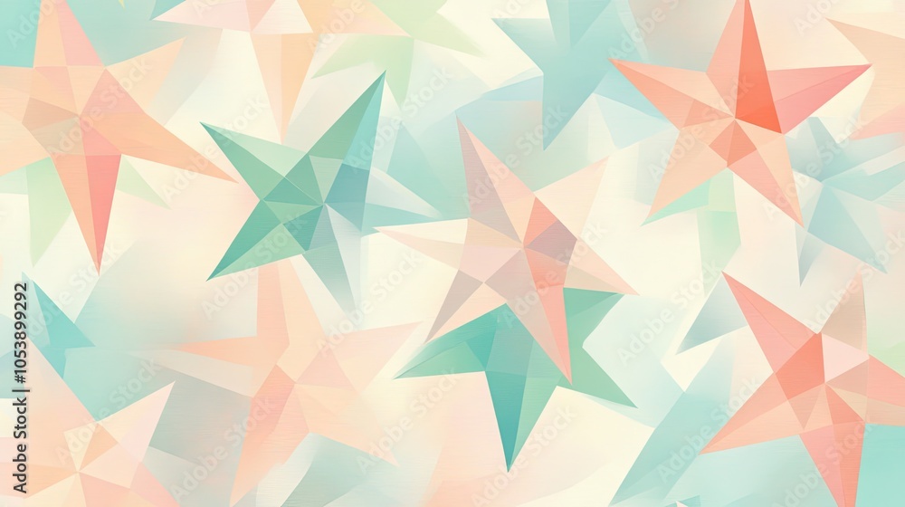 Fototapete a modern holiday greeting card featuring a bold geometric star pattern in soft pastel colors, creati