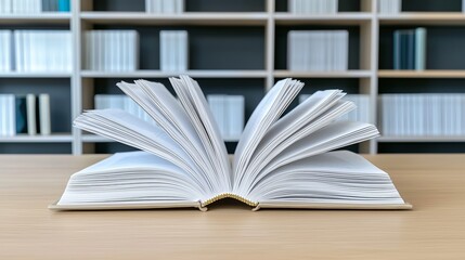 Fototapeta premium Open book, radiating light as it sits on a desk in a luxurious study, symbolizing the knowledge and wisdom that lead to personal and financial success.