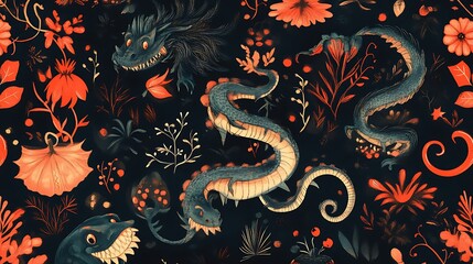 Halloween whimsical creature patterns inspired by fairy tales