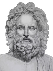 Gypsum Zeus head academic pencil drawing statue greek god Greek deity realistic drawing antique...