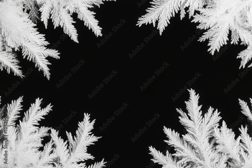 Poster a frosted ice pattern on a dark background frost applied to an abstract form of ice