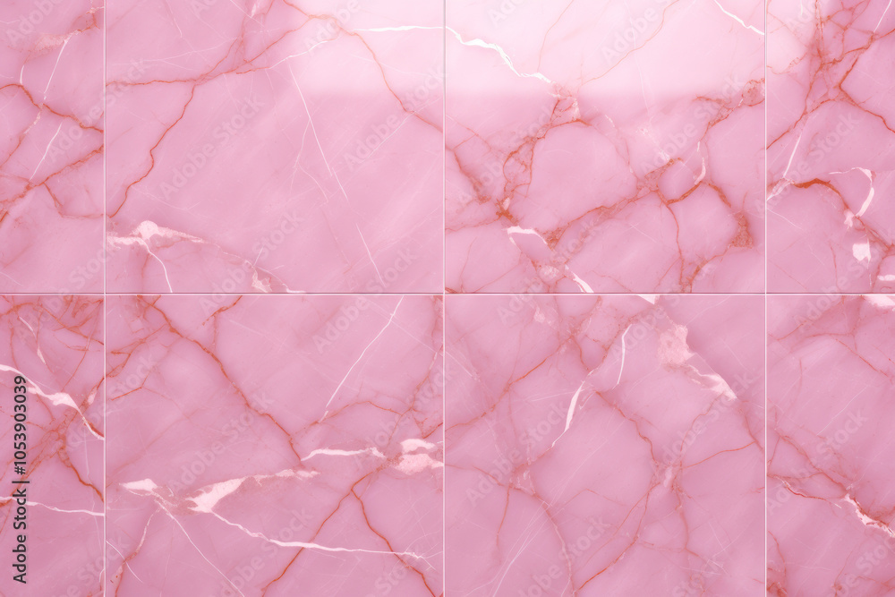 Poster polished pink marble tiles with intricate vein patterns create a sophisticated and elegant visual im