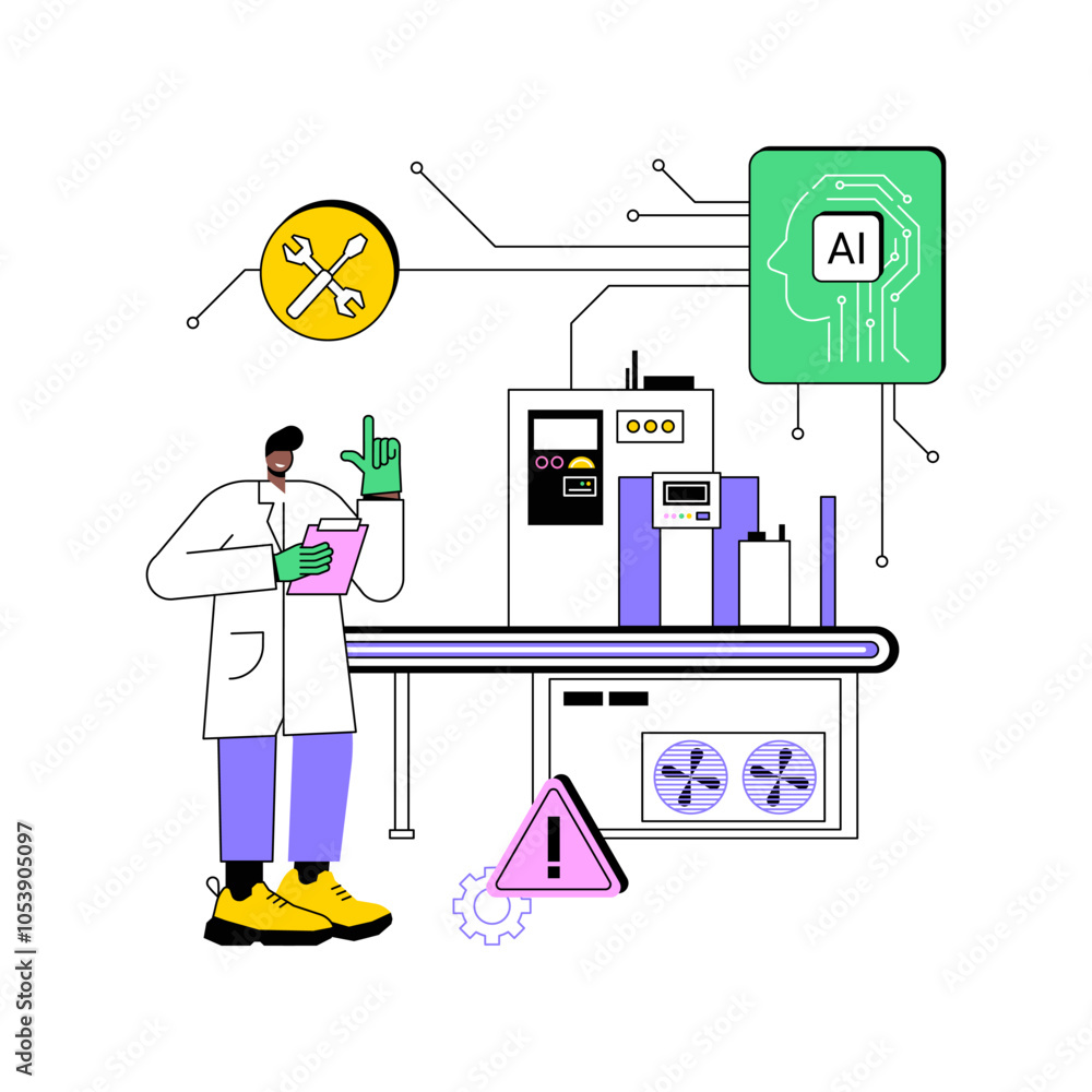 Poster ai-optimized predictive maintenance abstract concept vector illustration.