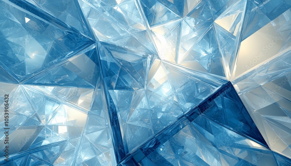 Poster a stunning close-up of light-reflecting blue crystals with intricate facets, creating a mesmerizing 