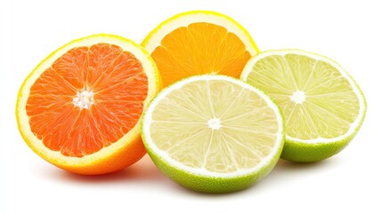 Fototapeta premium Fresh Citrus Fruits on White Background
