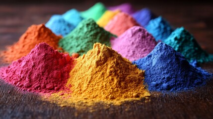 Fototapeta premium Holi festival high detail of colorful powder which use in Holi festival India.