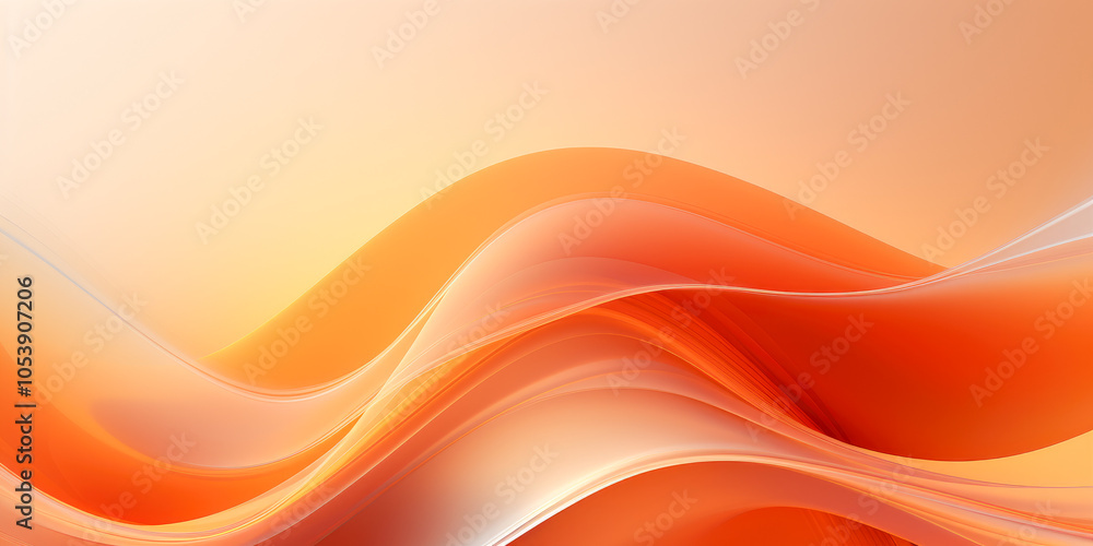 Poster dynamic waves of orange hues flowing energetically across the image presenting motion and a sense of