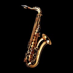 Naklejka premium Alto saxophone isolated on black background.