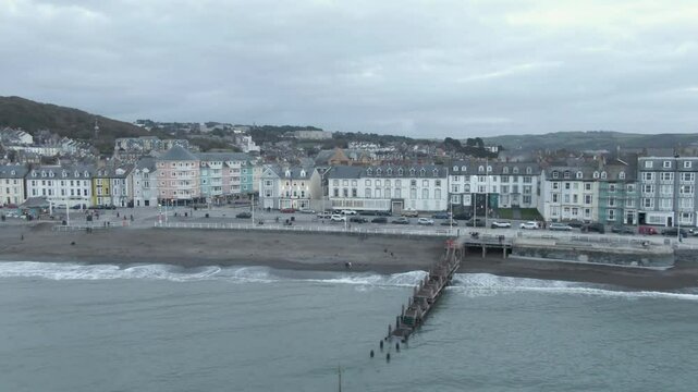 Aberystwyth Seafront pier and Shoreline Wales Aerial