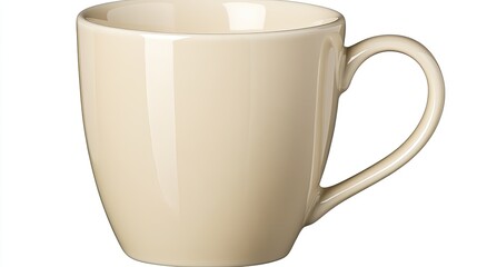 Porcelain coffee mug with a smooth finish, isolated on white, ideal for minimalist or breakfast setups