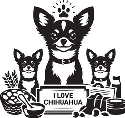 Obraz premium Cute chihuahua vector silhouette design
