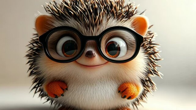 Charming hedgehog playfully posing while wearing stylish glasses