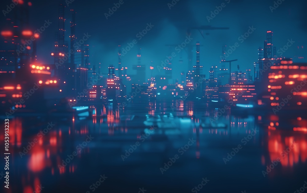 Poster Smart Industrial Port With Autonomous Ships and Robotic Cranes Controlled by AI-Driven Data Systems