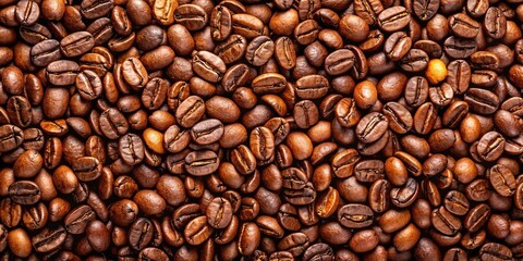 Fototapeta premium Roasted Fresh Brown Coffee Beans Background Aromatic Whole Bean Brew Panoramic
