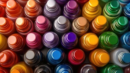 Vibrant Display of Nail Polish Bottles