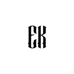Obraz premium EK monogram logo design letter text name symbol monochrome logotype alphabet character simple logo