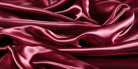 Obraz premium The smooth, flowing curves of luxurious burgundy satin fabric, creating an elegant and sophisticated backdrop.