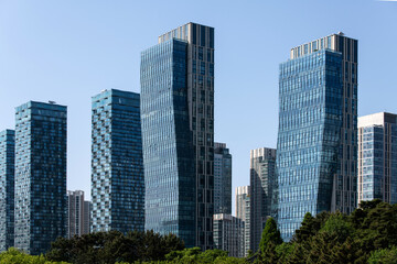 Fototapeta premium skyscrapers in the blue sky