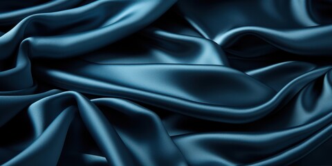 Obraz premium A Smooth and Silky Blue Fabric Draped in Soft Folds, Exhibiting a Luxurious and Elegant Texture