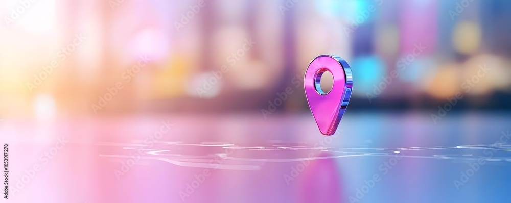 Poster futuristic 3d pin map with metallic sheen - bold gradient background and subtle reflections for cutt