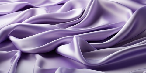 Fototapeta premium A soft and flowing lavender satin fabric, draped elegantly in gentle folds and curves, creating a luxurious and smooth background texture.