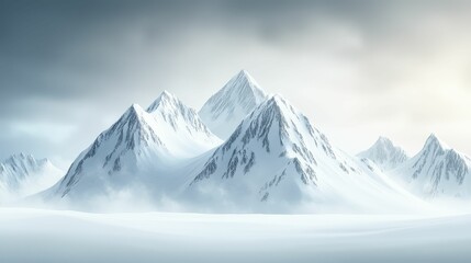 Obraz premium Snow-covered mountains with a dark, cloudy sky, symbolizing the arrival of winter