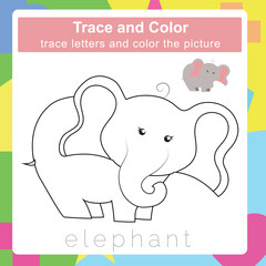Trace and color. Coloring page for kids. Handwriting practice. Education developing worksheet. Activity page. Game for children. Education for preschool.