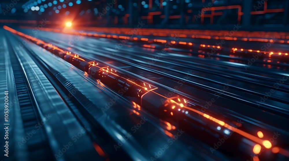Poster Futuristic Production Facility With AI-Driven Robotic Arms Optimizing Manufacturing Efficiency With Real-Time Data