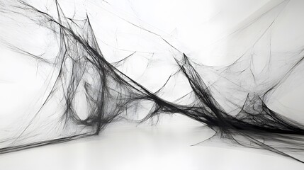Obraz premium Black Spider Web on White Background, Abstract Image, Texture, Pattern Background, Wallpaper, Cover and Screen of Smartphone, PC, Laptop, 9:16 and 16:9 Format