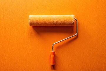 Obraz premium Roller painting walls orange color aerial view
