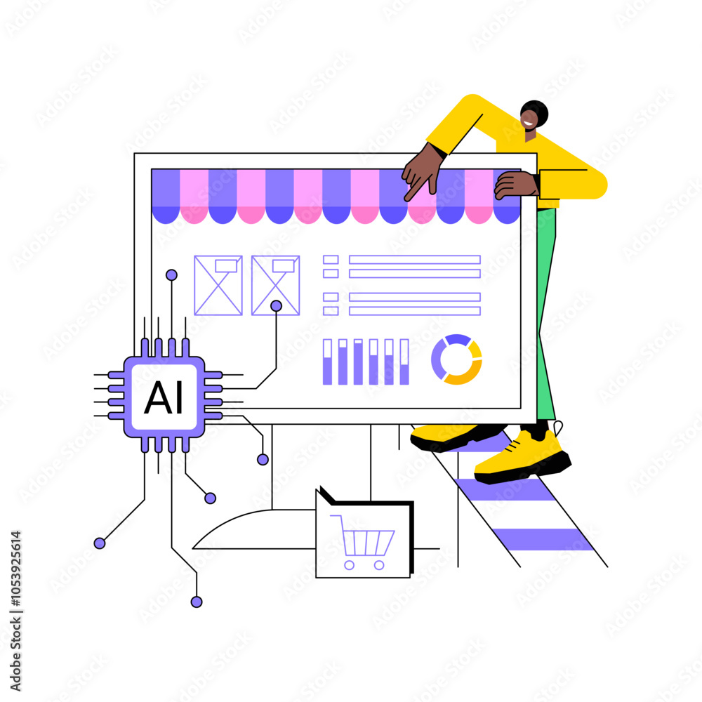 Poster ai-powered predictive stocking abstract concept vector illustration.