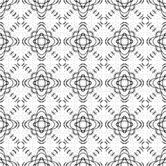 seamless pattern with black line of oval and circle 