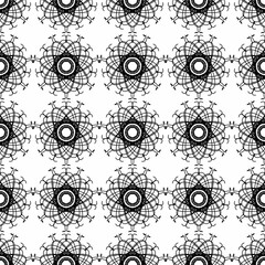 black and white  line of art seamless pattern
