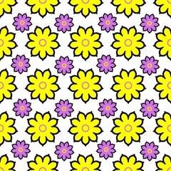 seamless pattern with colorful  flowers on white backdrop