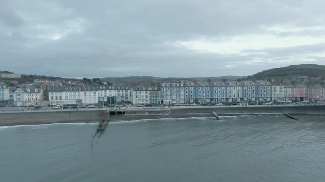 Aberystwyth Seafront pier and Shoreline Wales Aerial