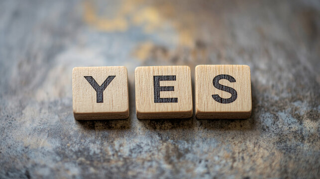 Scrabble tiles with the text YES. - Powered by Adobe