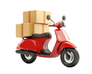 Obraz premium Red Scooter with Delivery Boxes