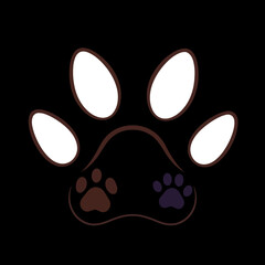 cat and dog paw print. transparent png and vector illustration.