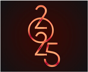 Obraz premium Happy New Year 2025 Abstract Realistic Number Design Vector Symbol Illustration