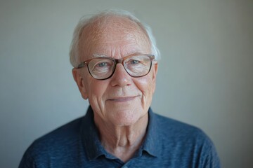 Obraz premium Elderly Man with Glasses Smiling in Natural Light