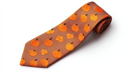 A vibrant orange tie featuring playful pumpkin patterns, perfect for autumn-themed events and festive gatherings.