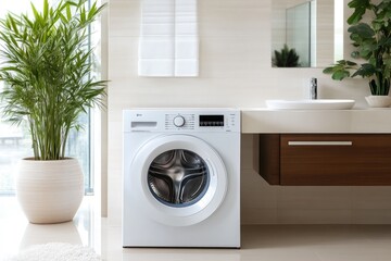 Contemporary Home Laundry Solutions in a Modern Bathroom