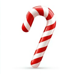 Red and white candy cane on white background.