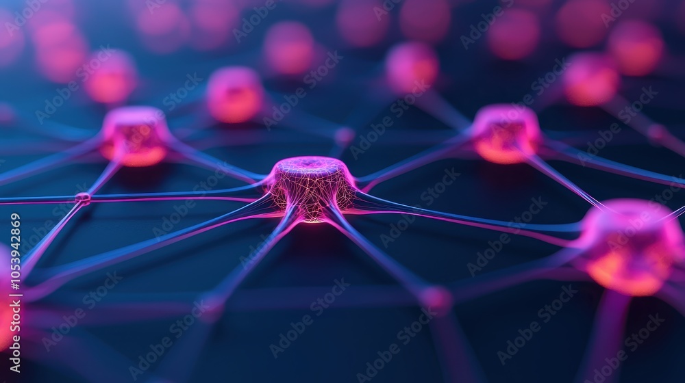 Poster glowing advanced neural network visualization