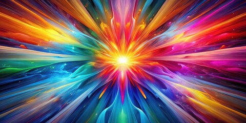 Fototapeta premium Dynamic burst of colorful energy in vibrant abstract art composition for digital design