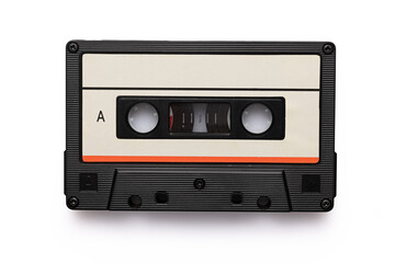 Obraz premium Retro audio cassette tape isolated on a white background