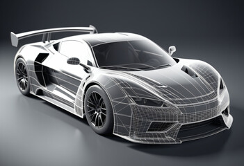 Naklejka premium Sports car frame 3D illustration isolated on light background 