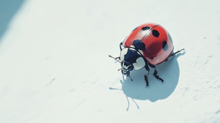 Ladybug illustration with vivid colors, crisp white background highlighting its charm.