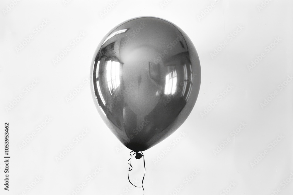 Poster silver balloon is floating in the air. the balloon is the only object in the image
