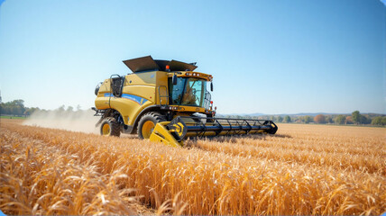 Obraz premium combine harvester on field